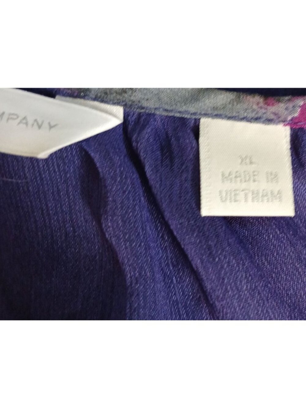 New York & Co Womens XL Sheer Floral Blouse Purple 3/4 Sleeve Drawstring *D-17 - Picture 5 of 11